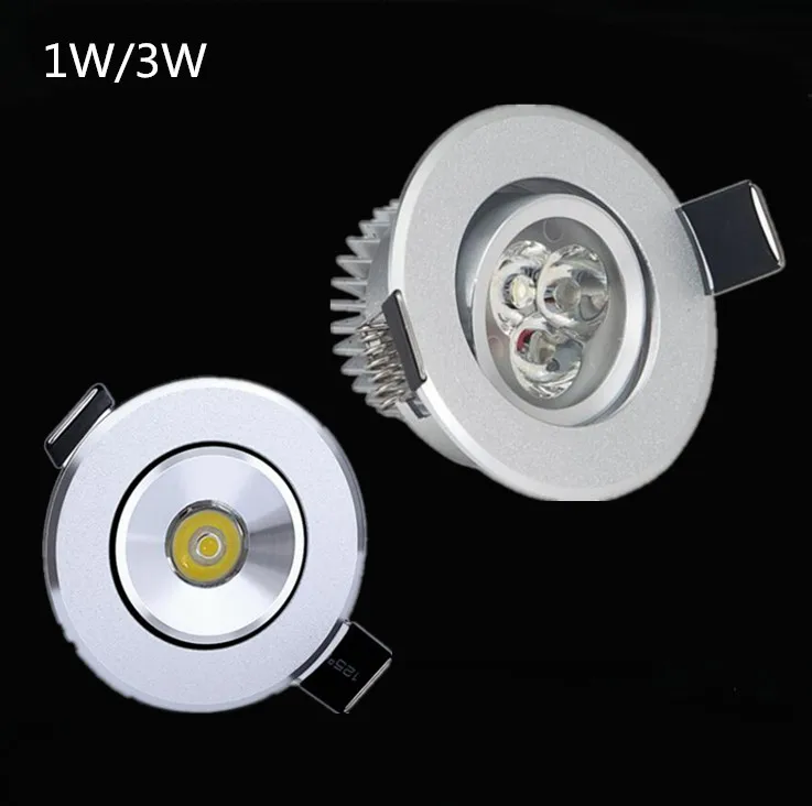 

Free shipping 1pc silver Dimmable Led downlight light Ceiling Spot Light 1W 3w ac85-240V ceiling recessed Lights Indoor Lighting
