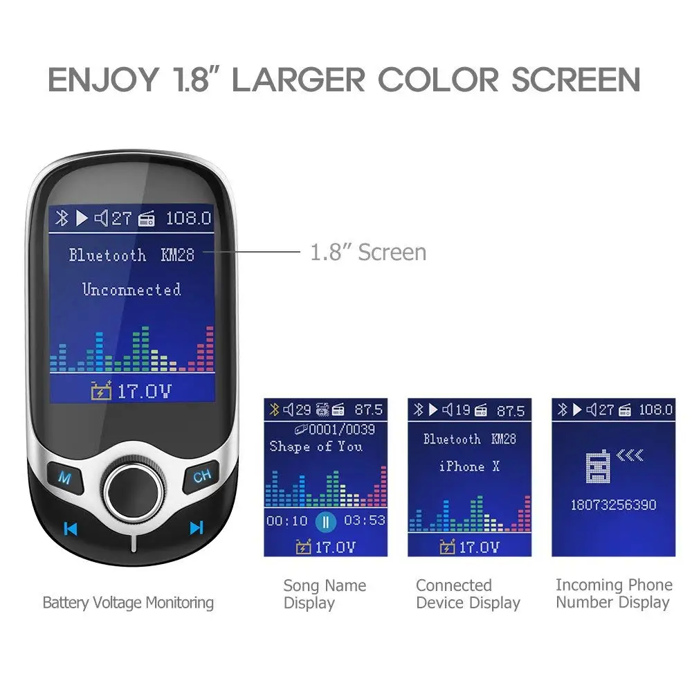ALLSOME Bluetooth FM передатчик автомобильный MP3 плеер с 1 8 "ЖК дисплеем беспроводной