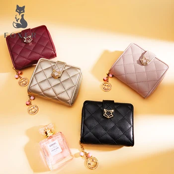 

FOXER Brand Women Leather Zipper Wallets Coin Pueses For Female Fashion Short Purse & Clutch Bag