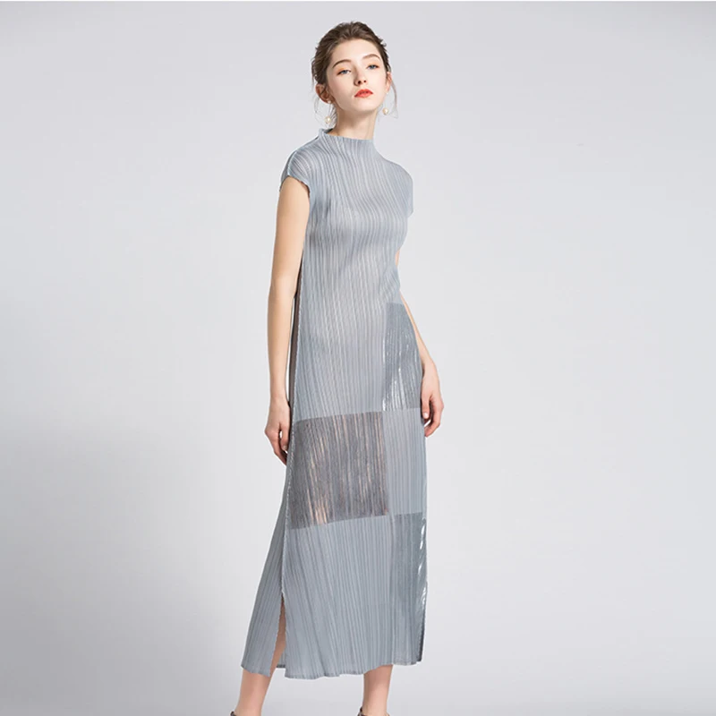 

Azterumi pleats Women Fashion Short Sleeve Midi Long Dress Spring Summer New 2019 Women Vintage Pleated Party Dresses Vestidos