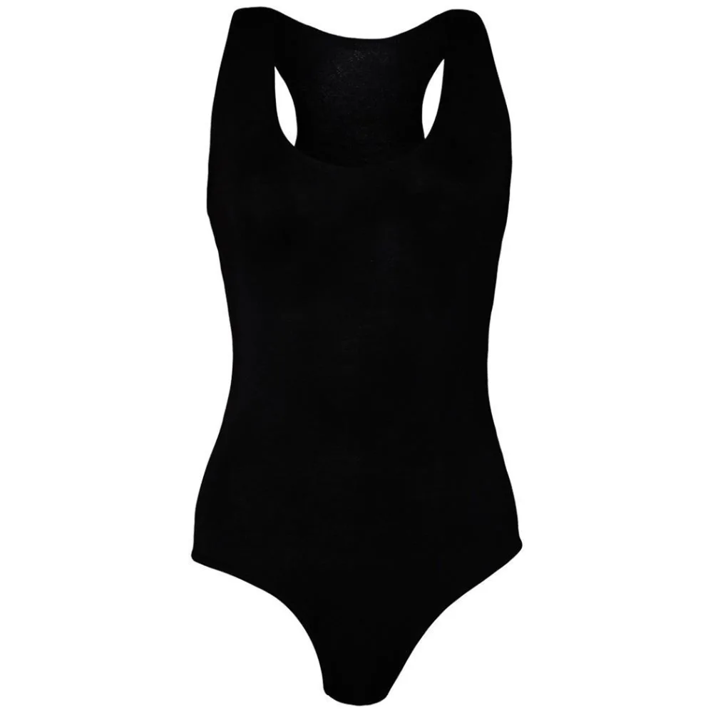 New Ladies Womens Muscle Racer Back Sleeveless Bodysuit Stretch Leotard Vest Top
