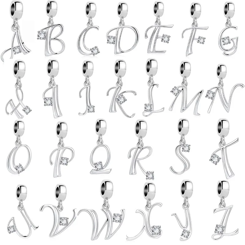 

2019 new openwork initial letter A-Z diy bead fit Original Pandora charms silver 925 Bracelet jewelry for women man making F041