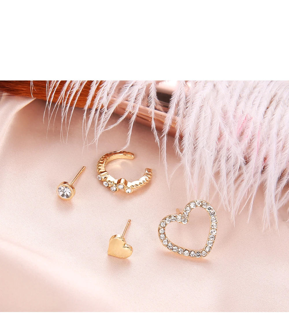 Новые серьги женские Персиковое сердце ухо кольцо набор популярные золотые серьги в форме галочки для женщин серьги, ювелирные изделия