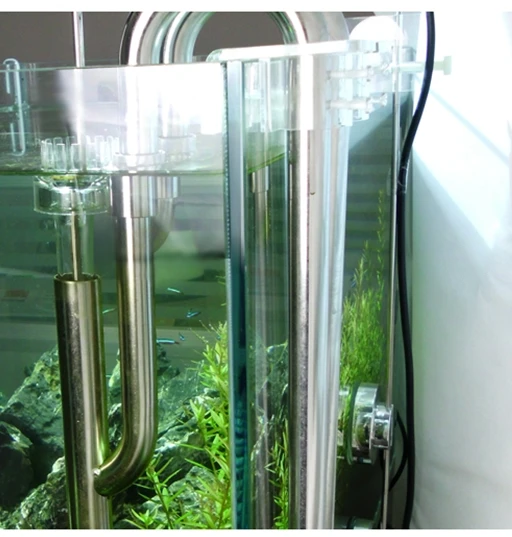 Set stainless steel inlet and outlet pipe out of water fish tank