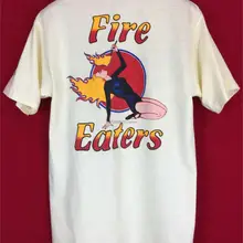Camiseta Vintage de arte gráfico de los comederos del fuego de la impresión de la pantalla de super Catalina frente y atrás tamaño M camiseta de los hombres