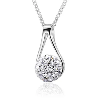 

100% 925 sterling silver new fashion Shambhala shiny crystal pendant necklaces for women jewelry birthday gift wholesale cheap