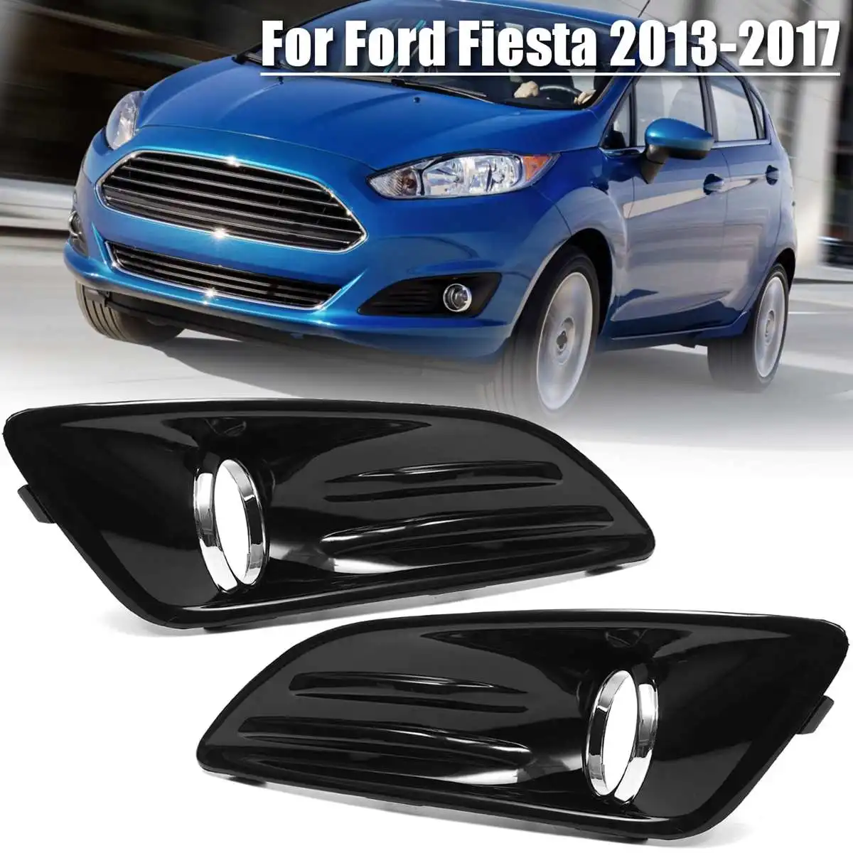 Передняя противотуманная фара и крышка комплект для Ford для Fiesta 2013 Foglight рамка с лампочкой глянцевый черный Стайлинг гриль отделка