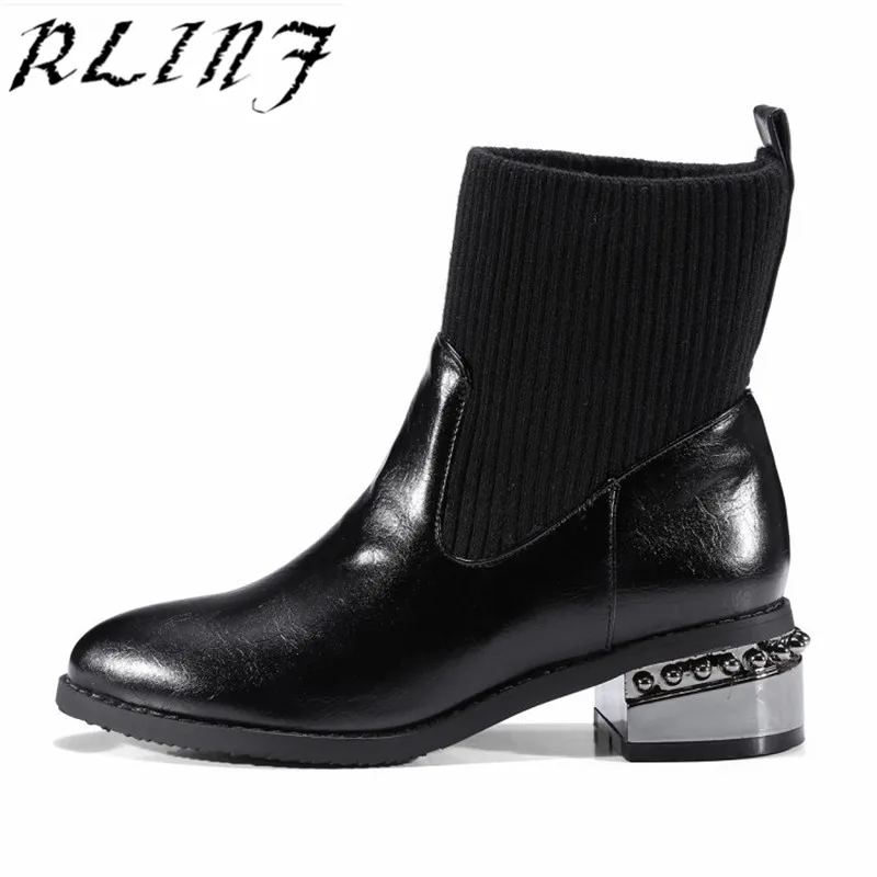 Rlinf Lana Otoño Redonda Tubo Gris Cuadrada Invierno 2018 Tamaño 48 E Martin Botas Gran gris Cabeza Bajo Tacón 32 De Negro rv5prwqYx