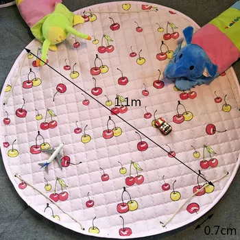 

Cartoon Pattern Kids Game Play Mat Strawberry Round Crawling Blanket Storage Bag Toy Child Play Carpet Baby Gym Outdoor Pad