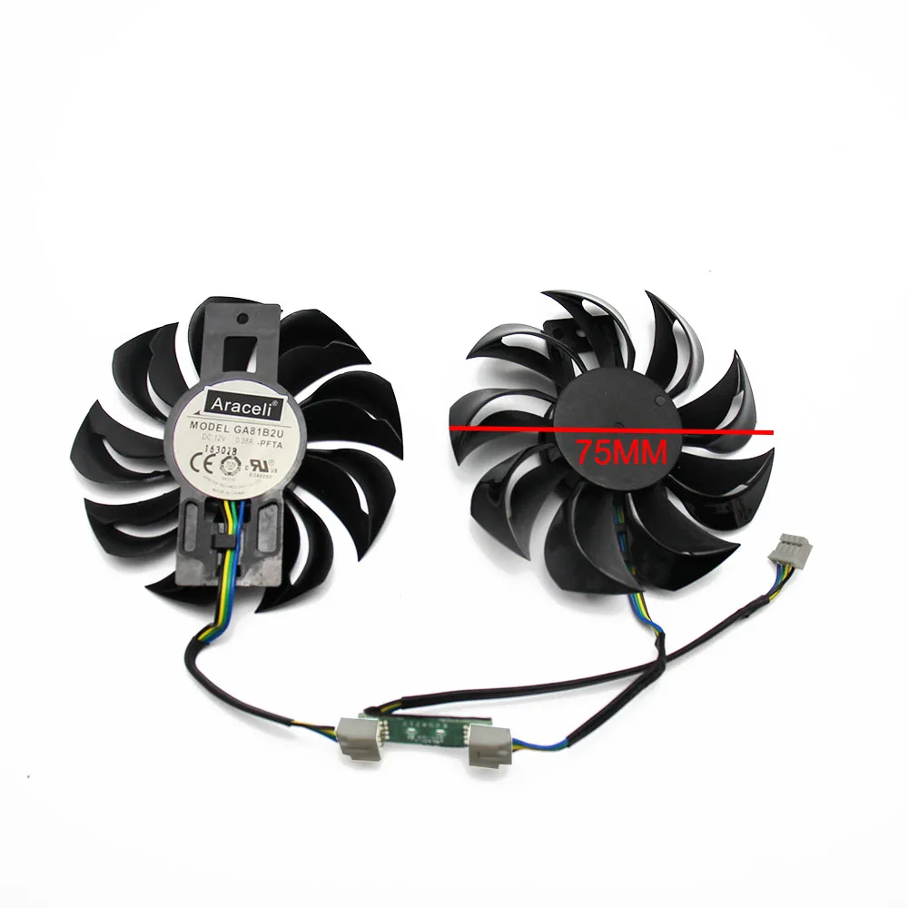 75mm GA81B2U - PFTA 12V 0.38A Fan For PowerColor Red Dragon Radeon RX 560 16CU 2GB GDDR5 OC RX560 Graphics Card Cooler Cooling F