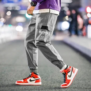 

Streetwear Fashion Men Cargo Pants Printing Multi-Pocket Men's Pants Elastic Waist Casual Pants Men Pantalones Hombres