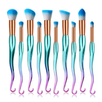 

10 Pcs Professional High-quality Nylon Hair Makeup Brush With Eye Shadow Foundation Blush Cosmetic Beauty Tools