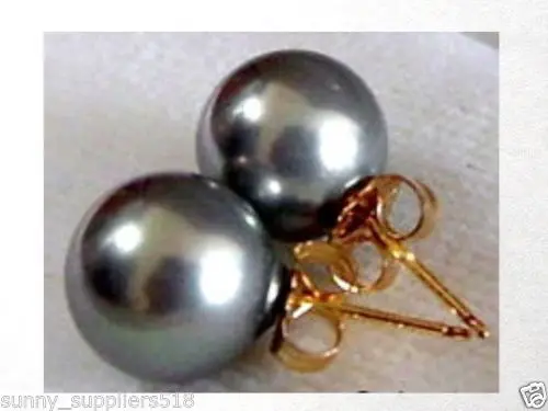 

FREE SHIPPING HOT sell new Style >>>> 10mm BLACK&GREY Shell Pearl Stud Earrings