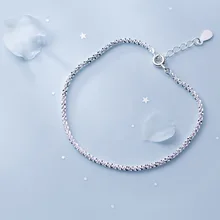 MloveAcc Лидер продаж настоящее 925 пробы Серебряный сверкающая нить браслет цепочка для женщин ювелирные украшения подарок на удачу