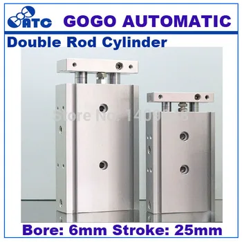 

GOGO High quality miniature double rod air cylinder pneumatic 6mm bore 25mm stroke CXSM 6-25 double acting with slide bearing