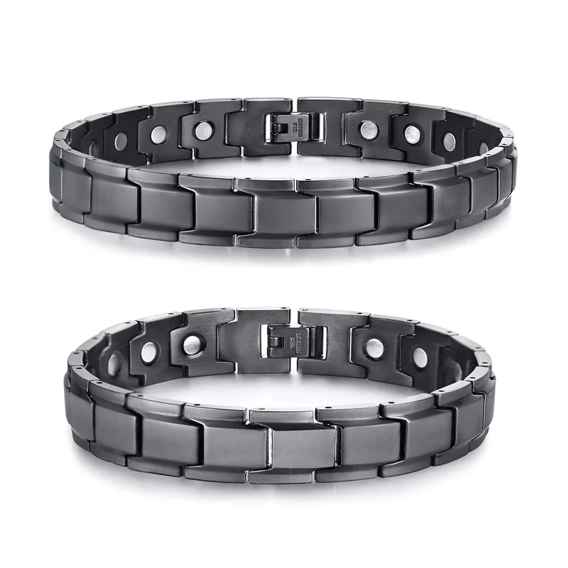12mm Black Bracelet Anklet for Men Stainless Steel Energy