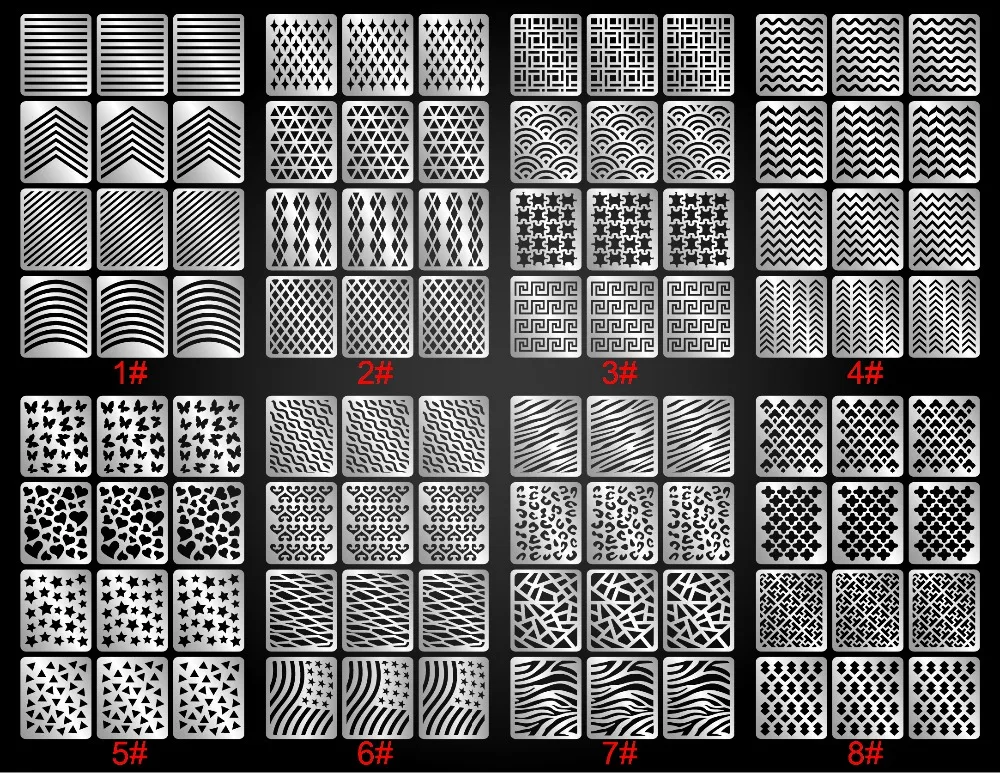 6 шт./лот Vinyls полый трафарет для ногтей неправильной формы многоразовый для маникюра наклейки штамповка шаблон для ногтей Наклейка SK01-48