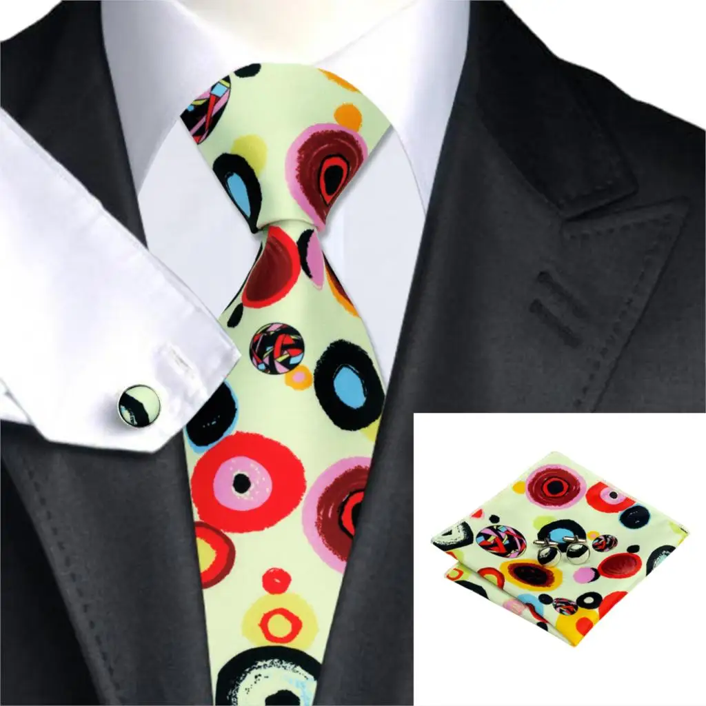 C 1272 Print Mens Ties Handkerchief Cufflinks 2017 Brand Hi Tie Floral Dot Necktie Sets on Sale