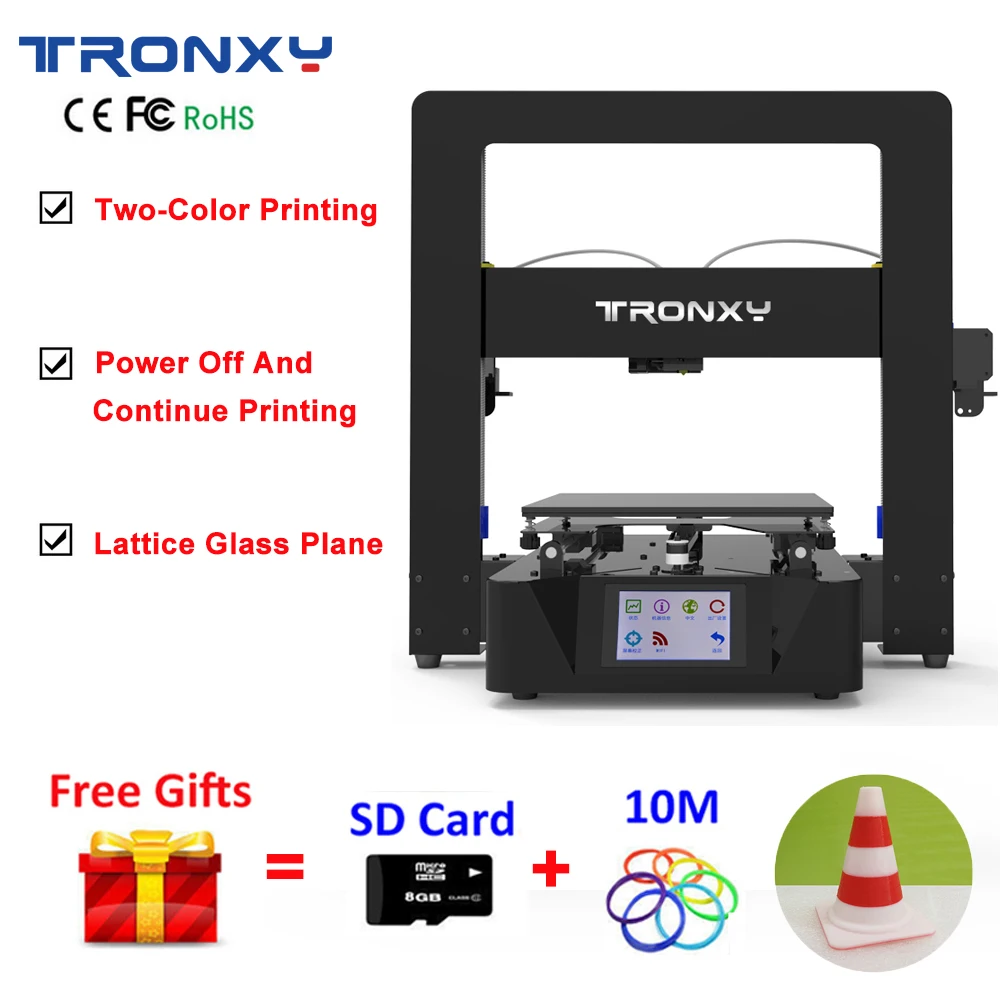 

Tronxy 3D Printer KIT I3 Plus Size Metal Two-Color Print Touch Screen High Precision Power Failure Printing Heat bed 3d Printer