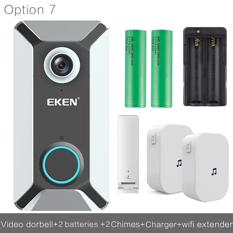 Eken V6 Серебряный 720P wifi водонепроницаемый видео дверной звонок камера умный беспроводной облачный накопитель Домашняя безопасность домофон дверной Звонок - Цвет: option 7