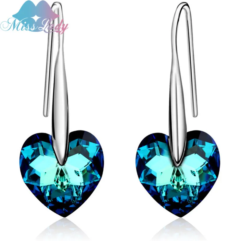

Miss Lady Gold color Crystal Romantic Heart drop earrings jewelry earrings Wholesales Fashion Jewelry for women MLY1710