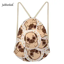 Jackherelook сумка на шнурке для девочек Дорожная Милая 3D мопса шаблон женская Холщовая Сумка для хранения пакет школьный рюкзак для детей сумки