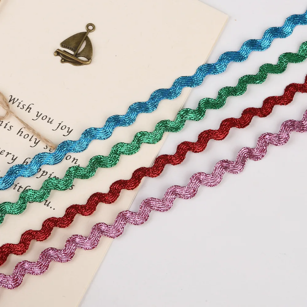 Nuovo Arrivo 15 Yards/lotto 8 millimetri Multi Colore Terylene Nastri Metallic Ric Rac Zig Zag Nastri Per Il FAI DA TE accessori Dell'arco dei capelli - immagine 3