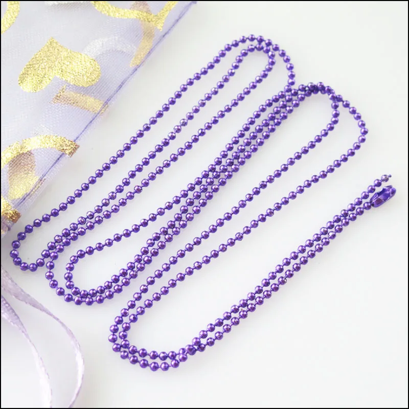 3 нити шариковая цепочка ожерелье 1,5 мм бусины с соединителем 70 см цвета - Окраска металла: Purple