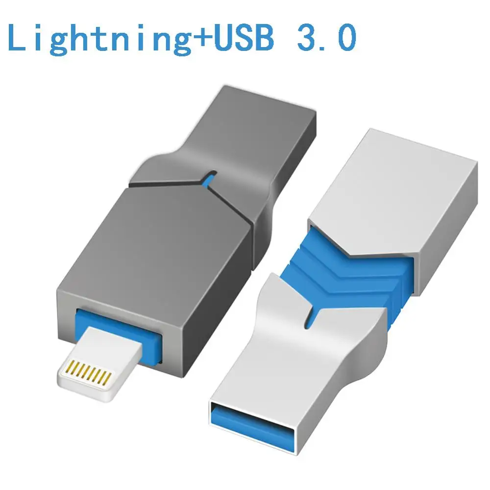 

New Arrival USB flash drive for iphone ipad Metal Lightning Pendrive USB 3.0 Memory stick 128GB 64GB 32GB 16G External Pen Drive
