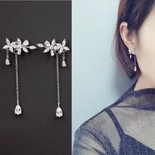 Модные 925 пробы серебряные стразы серьги-гвоздики для женщин красивые ювелирные изделия