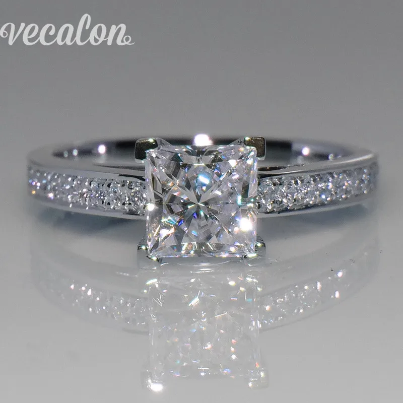 vecalon simple jewelry ring princess cut 1ct aaaaa zircon cz 925 sterling silver engagement wedding band - Simple Wedding Ring vecalon simple jewelry ring princess cut 1ct aaaaa zircon cz 925 sterling silver engagement wedding band - Simple Wedding Ring