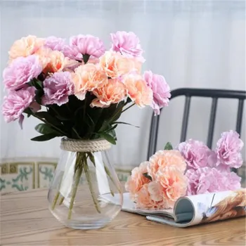 

HOT Fake Carnation Bunch (5 stems/piece) Simulation Lilac Carnations for Home Wedding Showcase Decorative Artificial Flowers