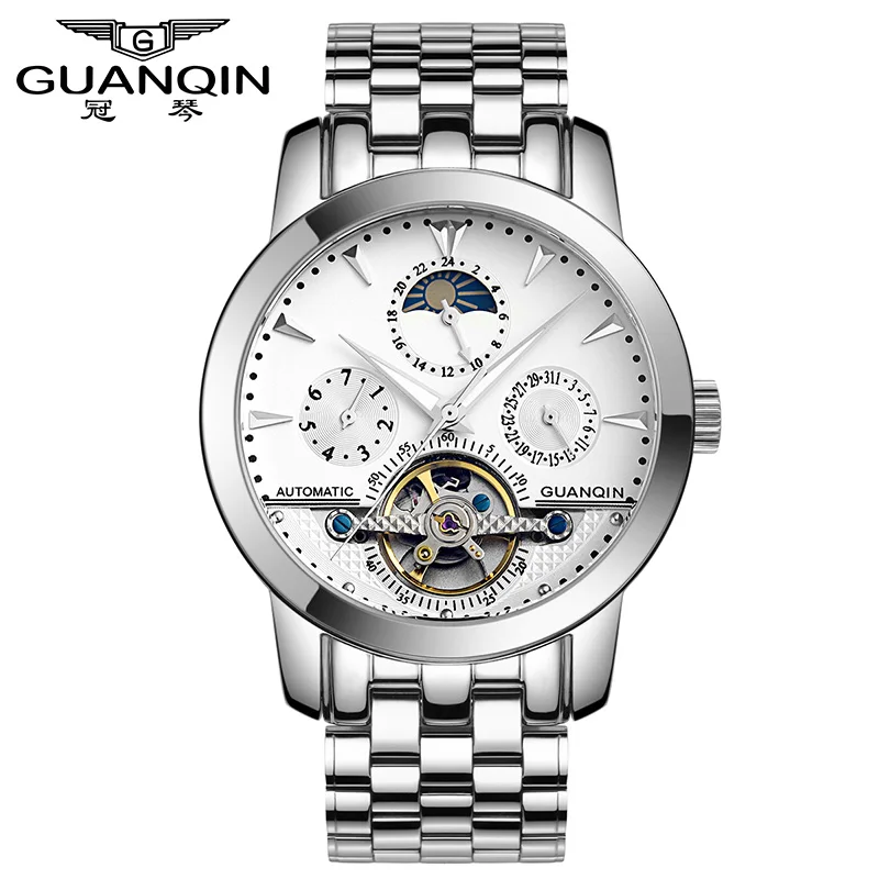 ФОТО GUANQIN GQ10028 Tourbillon Mens Watches Skeleton Style Automatic Mechanical Clock Luxury Brand Leather Strap Reloj Hombre