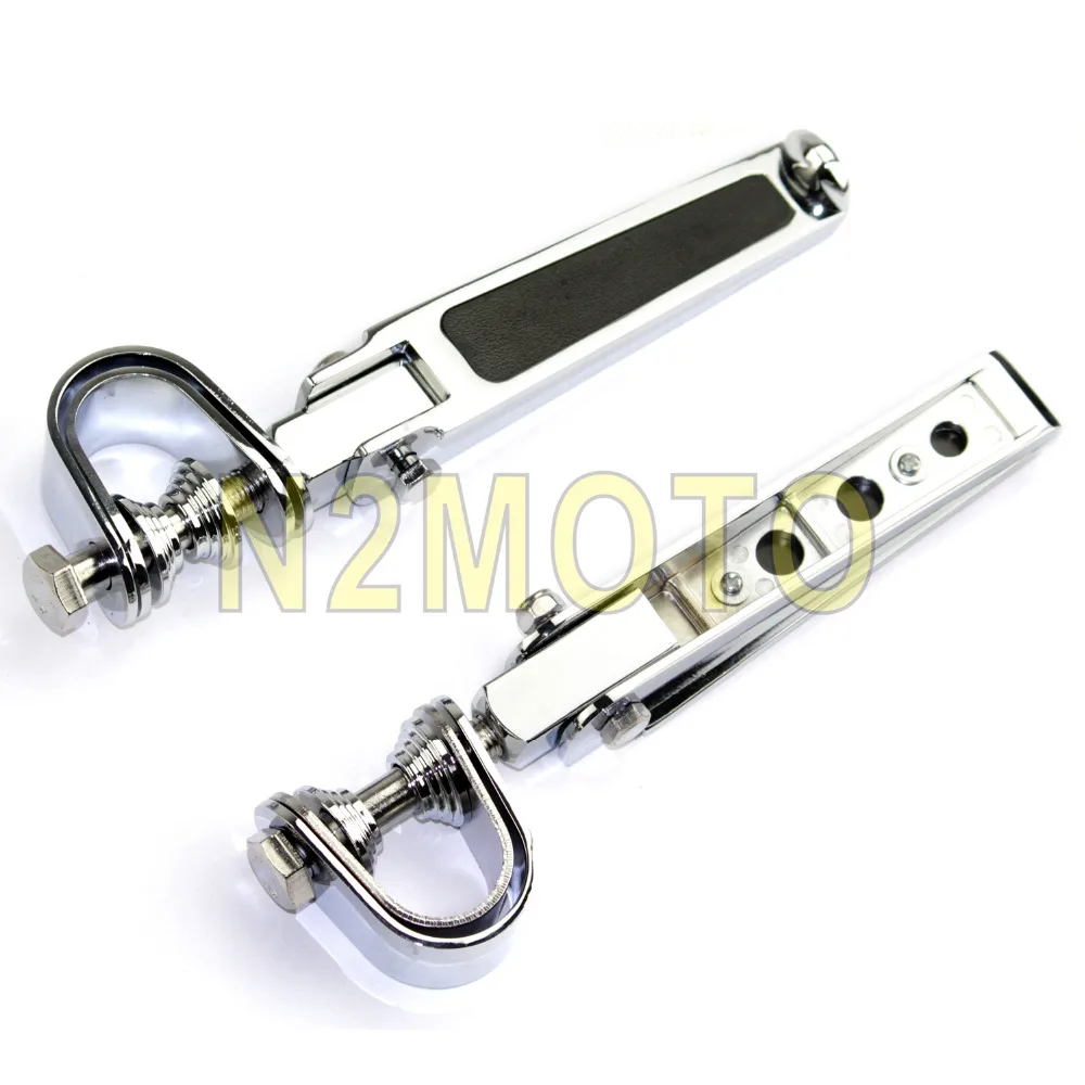 Universal Chrome U Clamp On Highway Frame Engine Crash bar Foot Pegs