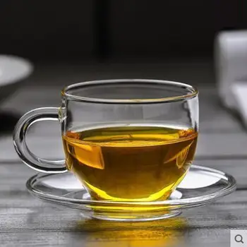 

4pcs Heat-resistant Glass Coffee Cup with saucer Water Cup Teacup for home office bar teahouse tearoom coffee shop bar