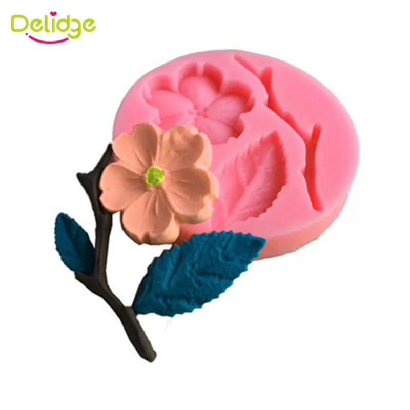 

Delidge 1PC Plum Flower Silicone Fondant Baking Mold DIY Cake Decorating Tools 3D Polymer Clay Resin Candy Fimo Mold