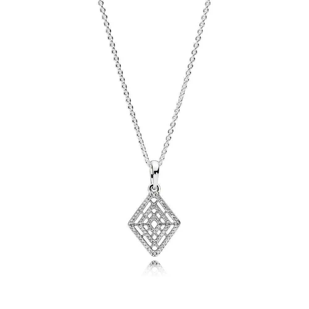 

FAHMI100%925 silver Necklace Geometric Rhombus Pendant Necklaces Women Chokers Necklaces Wholesale Jewelry diy Bijouterie