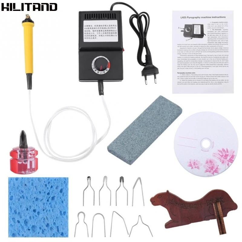 

LH25 25W Pyrography Pen Machine Kit Wood Burning Electric Soldering Irons Crafts Tools Tip Holder Wood Leather