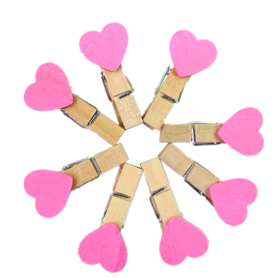 15 упаковок/партия розовый цвет сердце бумага клип деревянный зажим для свадебной вечеринки Модный Специальный подарок