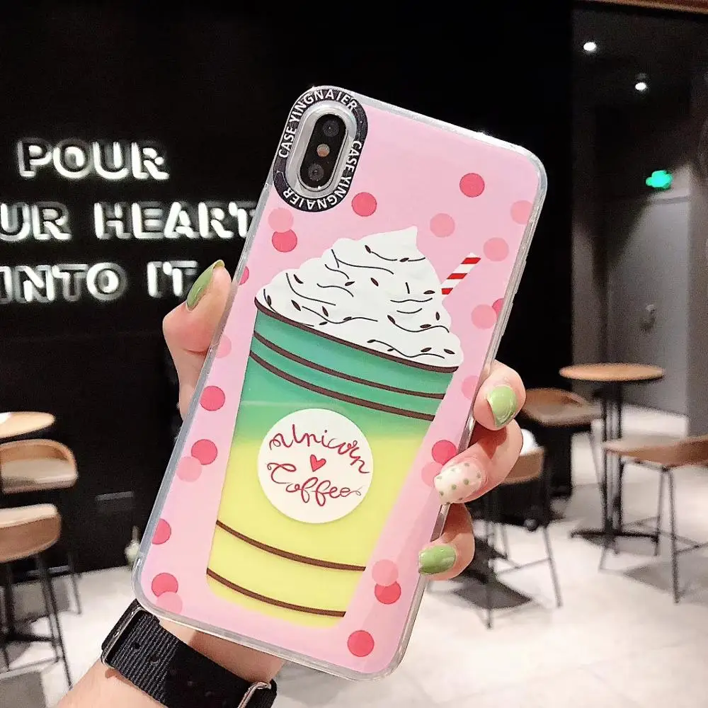 Чехол с жидким неоновым песком для iPhone XS Max XR задняя крышка зыбучим флакон духов