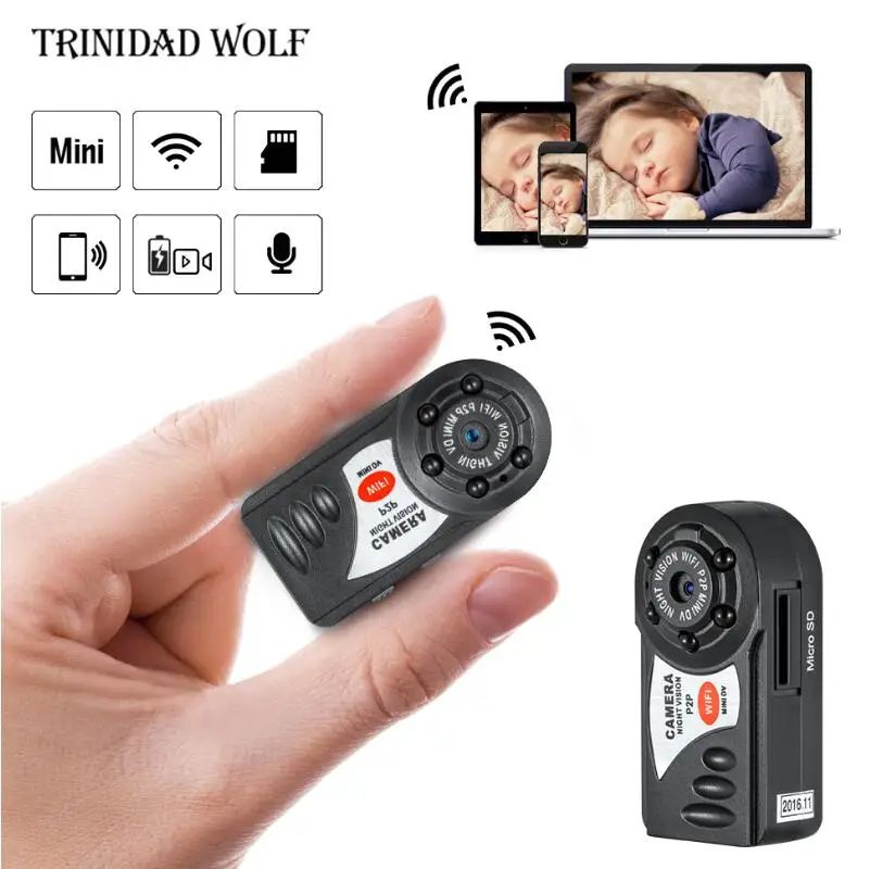 

Q7 WiFi Mini Camera 5 Infrared Night Vision 480P Wireless IP P2P Camcorder with DV DVR Digital Audio Video Recorder Mirco Cam