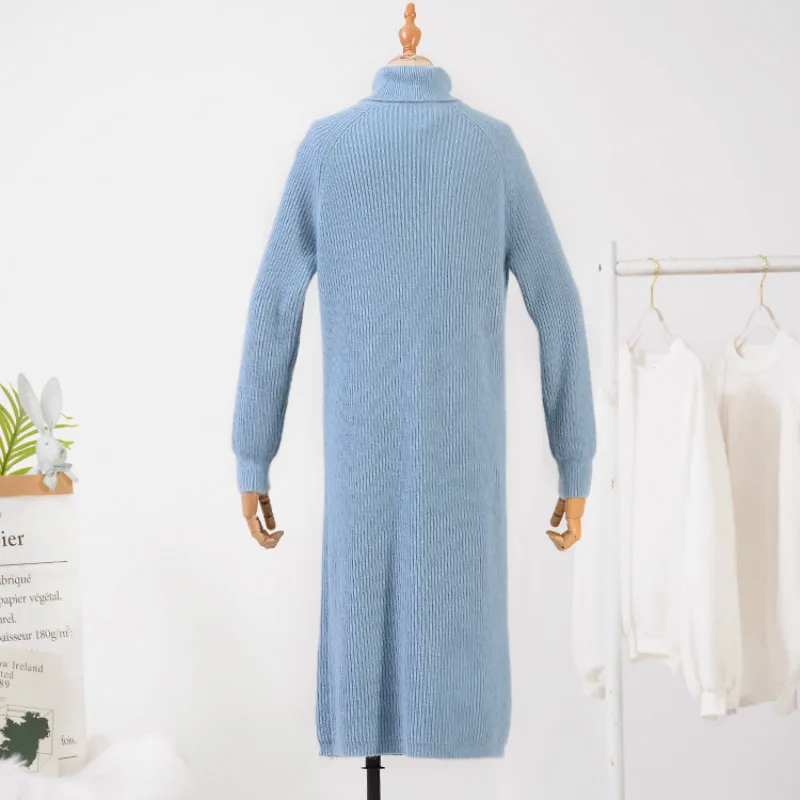 

Women's high-necked long-line sweater women's new 2019 pullover knit dress looks thin above the knee spring