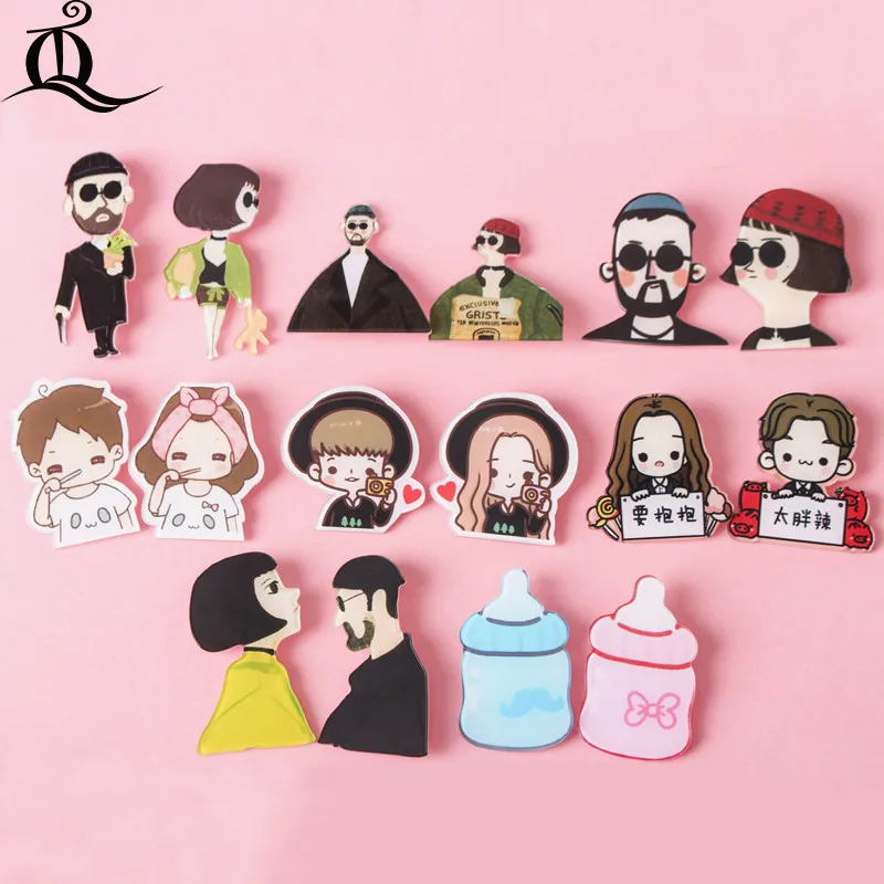 

JL 1PCS MIX Leon girl Cartoon Icons on The Pin Kawaii Icon Badge Bacges on Backpack Badges for Clothing Acrylic Badges Z58