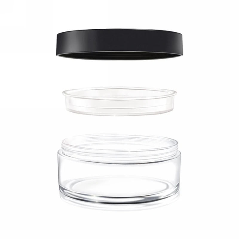 1pc 50g Empty Refillable Powder Jar Black Clear Plastic Empty Powder Sifter Jar Box Pot Cosmetic Container Tool 68 x 32mm
