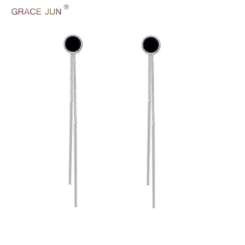 

New Luxury Fashion S925 Sterling Silver Long Tassel Drop Earrings for Women Cute Elegant Round Shape Earrings Factory Wholesale