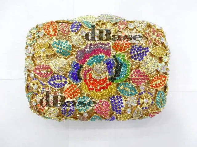 

8220 colorB Crystal lady fashion Wedding Bridal Party Night hollow Metal Evening purse clutch bag handbag case