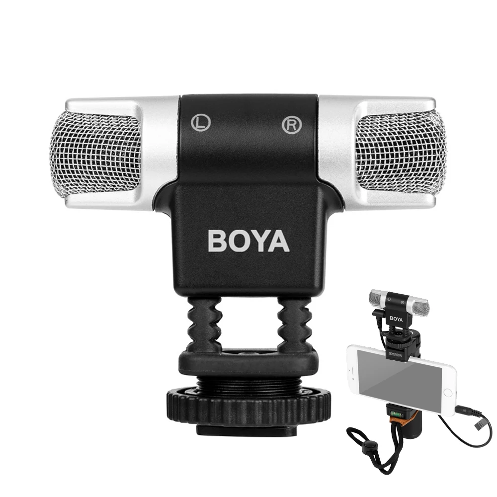 BOYA BY MM3 Dual Head стерео Запись конденсаторный микрофон для iPhone 7 Android смартфон DSLR