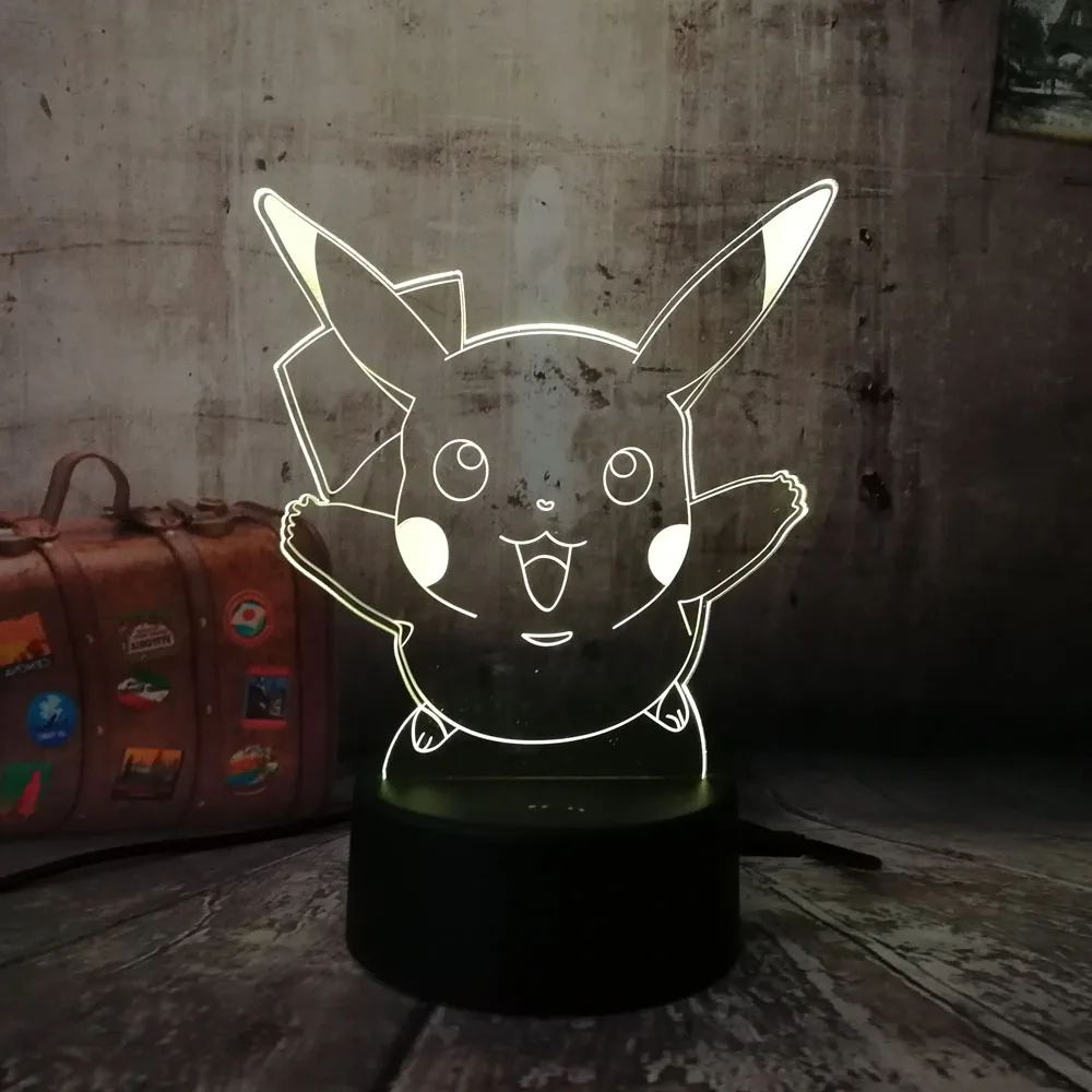 Милые игры Pokemon Go Рождественский Пикачу 3D светодиодный Ночной светильник с 7