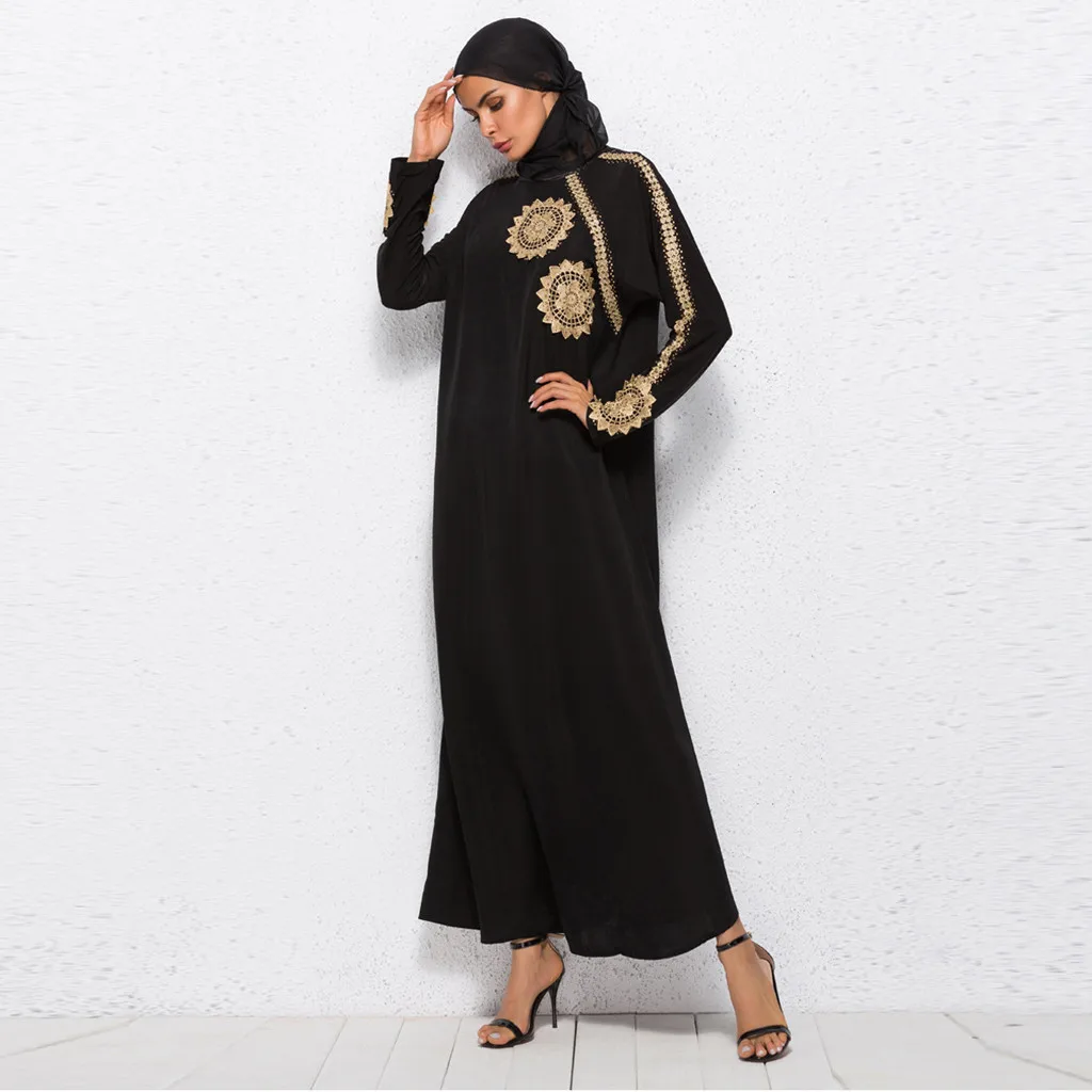 Модное мусульманское платье абайя для женщин Jilbab Djellaba длинное с вышивкой джилбаб