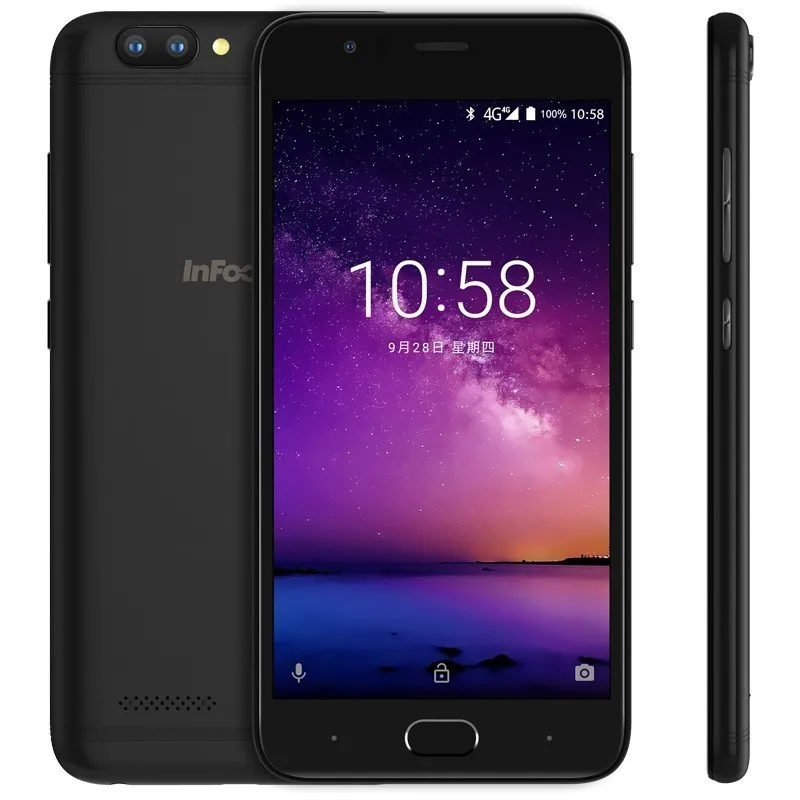 Infocus A3, мобильный телефон, 5,2 дюймов, LTE, 4G, смартфон, 2 Гб+ 16 ГБ, 3050 мАч, четырехъядерный телефон, отпечаток пальца, двойной, Android 7,0, сотовые телефоны - Цвет: Черный
